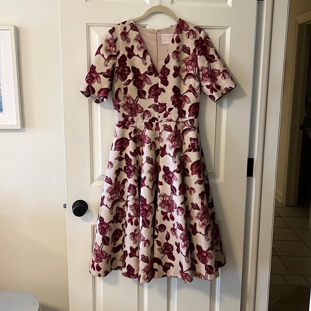Gal Meets Glam Burgundy and Cream Floral Dress 6
